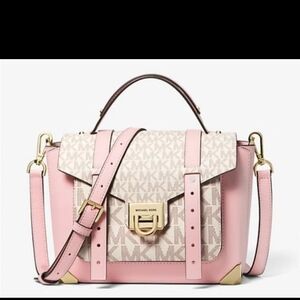 NEW! MICHAEL KORS MEDIUM MANHATTAN LEATHER /LOGO SATCHEL NWT!